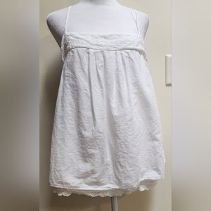 Daisy Fuentes White Cotton Cami/Tank with Crocheted Lace Size 6